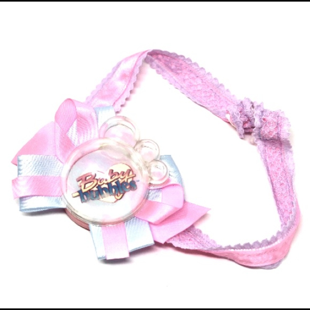 VINTAGE BABY BUBBLES REPLACEMENT HEADBAND PINK BLUE 16”